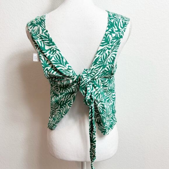TOPSHOP TOP MATISSE BACK TIE TANK TOP GREEN LEAF SIZE US 10 NEW - Picture 3 of 6